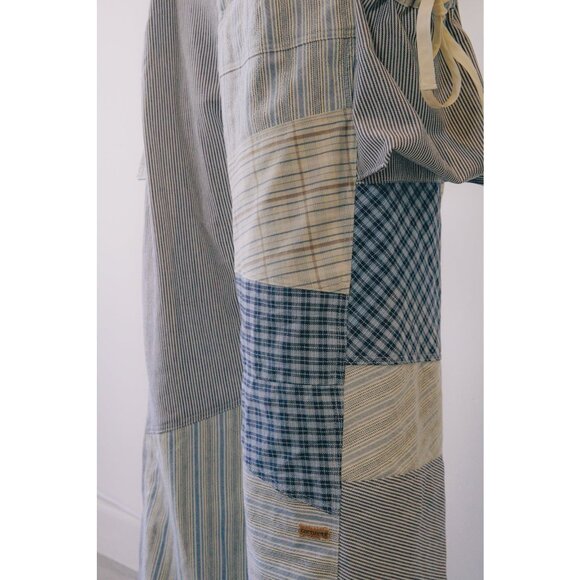 Rework Vintage Patchwork Flannel Pouch Pocket Flared Cargo Pants - Picture 5 of 11